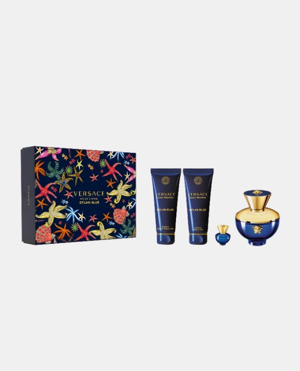 حزمة VERSACE DYLAN BLUE 100ML EDP+5ML EDP+ BL 100ML+SG 100ML