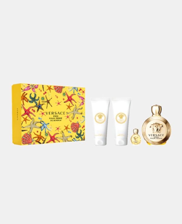 حزمة VERSACE EROS POUR FEMME 100ML EDP + SHOWER GEL 100 ML + BODY LOTION 100 ML+ PARFUM 5ML