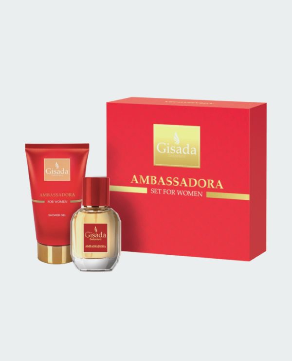 حزمة GISADA AMBASSADOR RED WOMEN GS EDP 50ML+SG 10